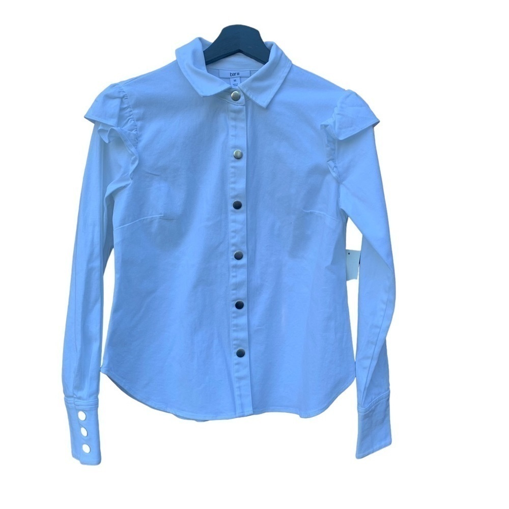 Bar III XS white button up long sleeve shirt